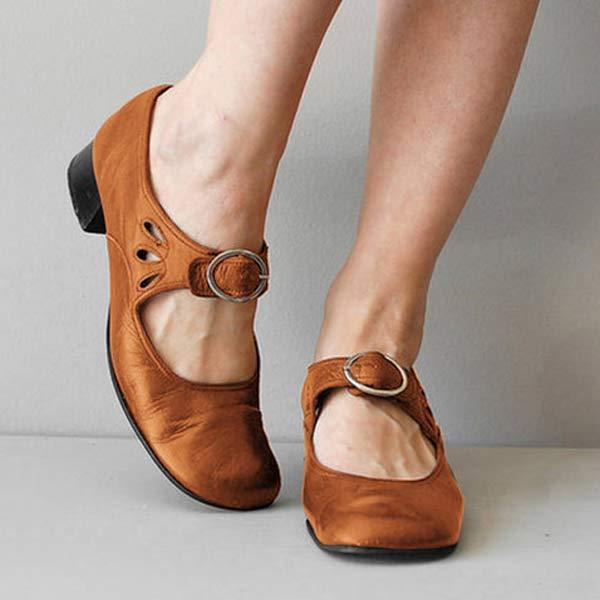 Beatrice – Sandalias de piel con cuña y hebilla ajustable ortopédica