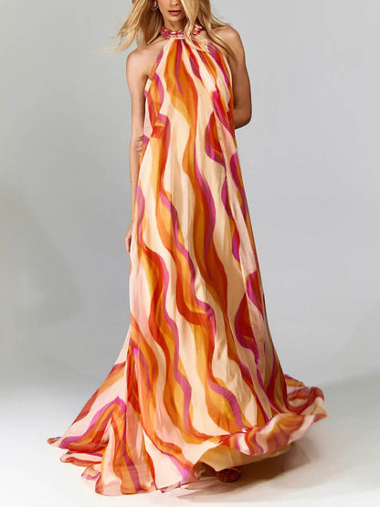 Marlyn - Vestido Maxi Sin Espalda con Cuello Halter