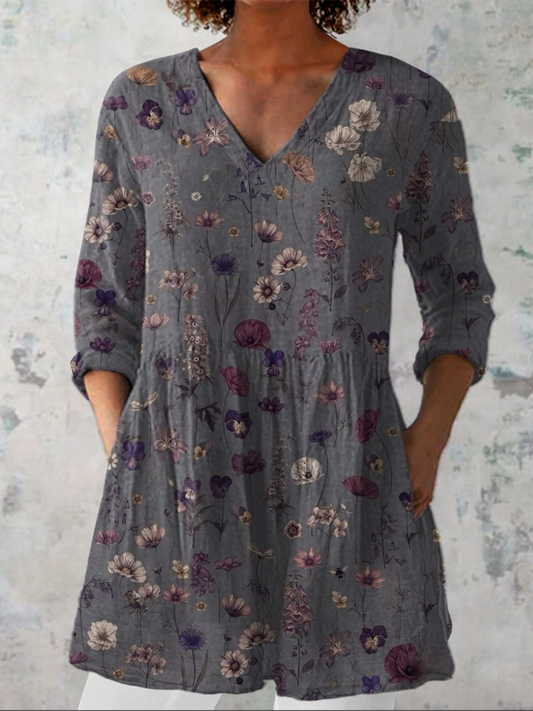 KYLIE – VESTIDO TUNICA FLORAL CON ESCOTE EN V
