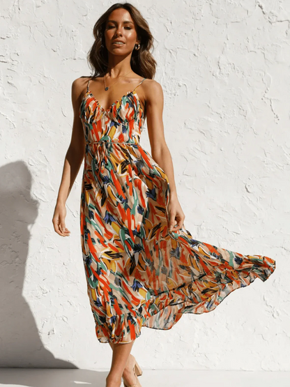 Chiara - Vestido Midi Colorido Mujer | Elegancia Veraniega