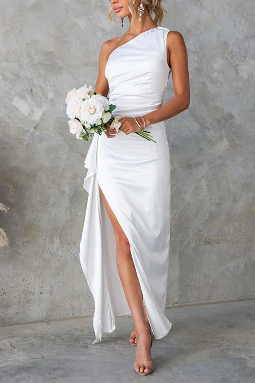 Inez - Elegante Vestido Maxi de Un Hombro