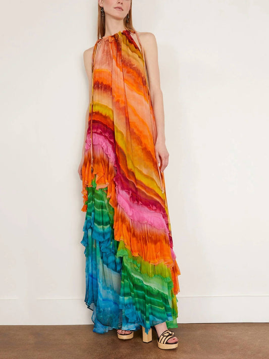 LUNA – VESTIDO CON VOLANTES IRIS EN MULTICOLOR