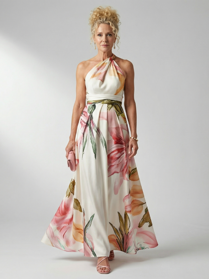 Amiel | Vestido Maxi Floral Ligero - Corte Americano Sin Mangas