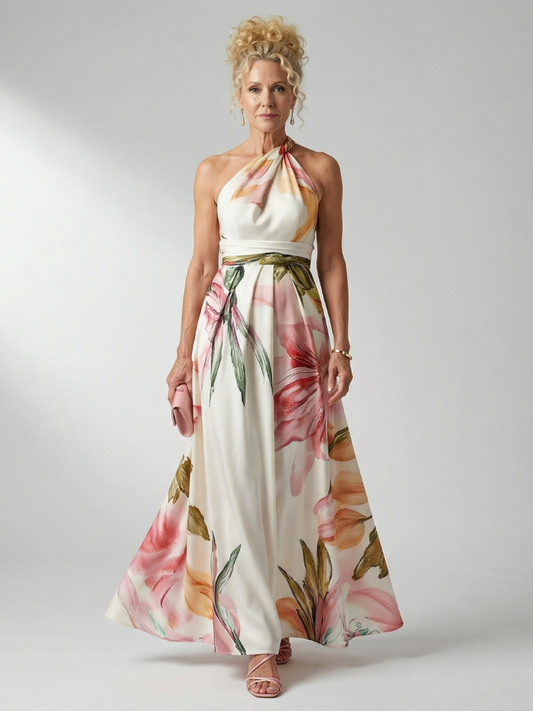 Amiel | Vestido Maxi Floral Ligero - Corte Americano Sin Mangas