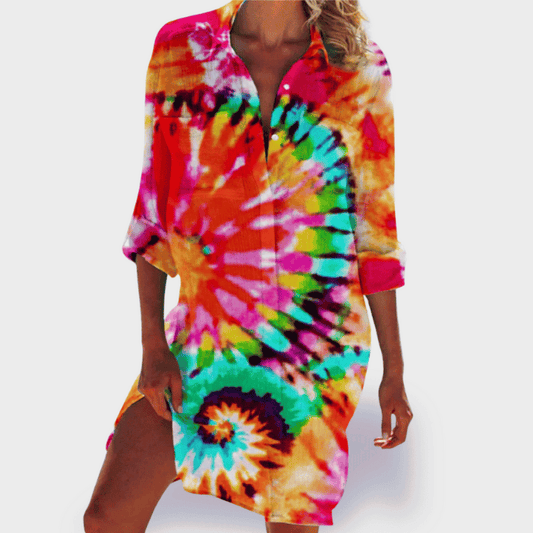 Tessa – Camisa de Impresión Vibrante de Verano