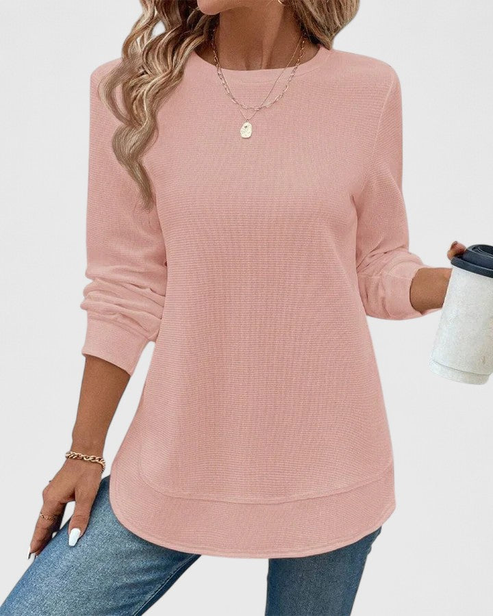 Nadyalyn | Elegante Manga Larga Cuello Redondo