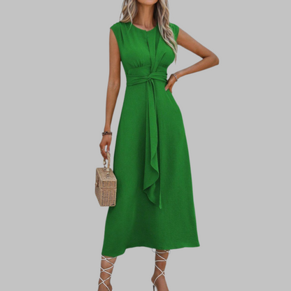Vestido Largo Elegante Sin Mangas Cuello Redondo - Maxi Dress Chic para Mujer