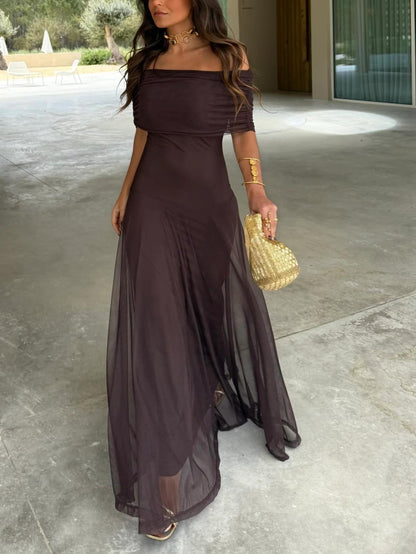 JAYLA - VESTIDO ASIMÉTRICO DE MALLA CON UN HOMBRO