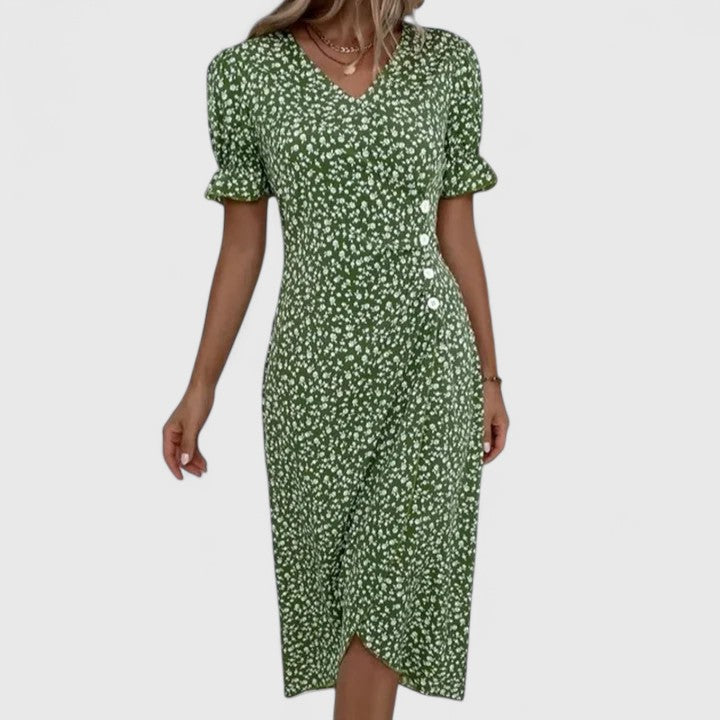 LEILA – VESTIDO ENVOLVENTE CON ENCANTO FLORAL