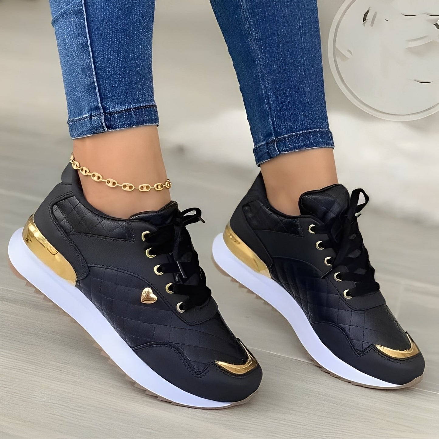 Agnès - Zapatos de cordones a cuadros para mujeres