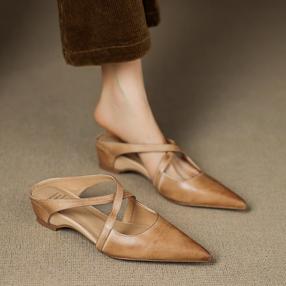 Hannah - Mule casual de piel lavada para mujer