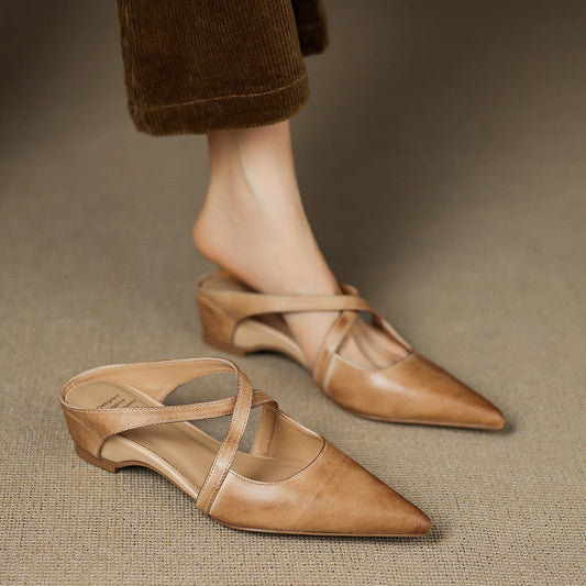 Hannah - Mule casual de piel lavada para mujer