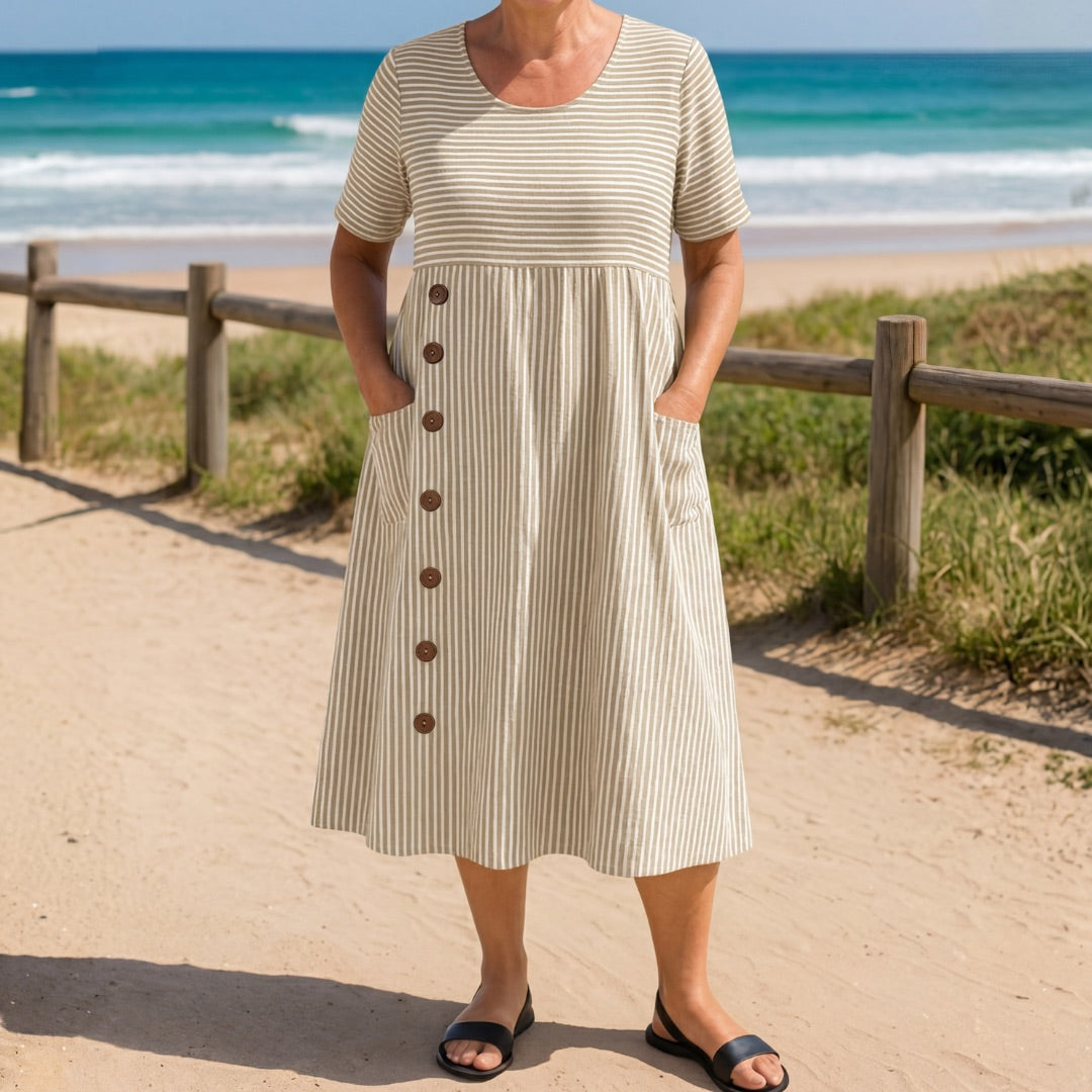 Vestido a Rayas de Verano - Corte Fluido y Elegante
