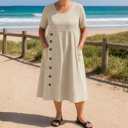 Vestido a Rayas de Verano - Corte Fluido y Elegante