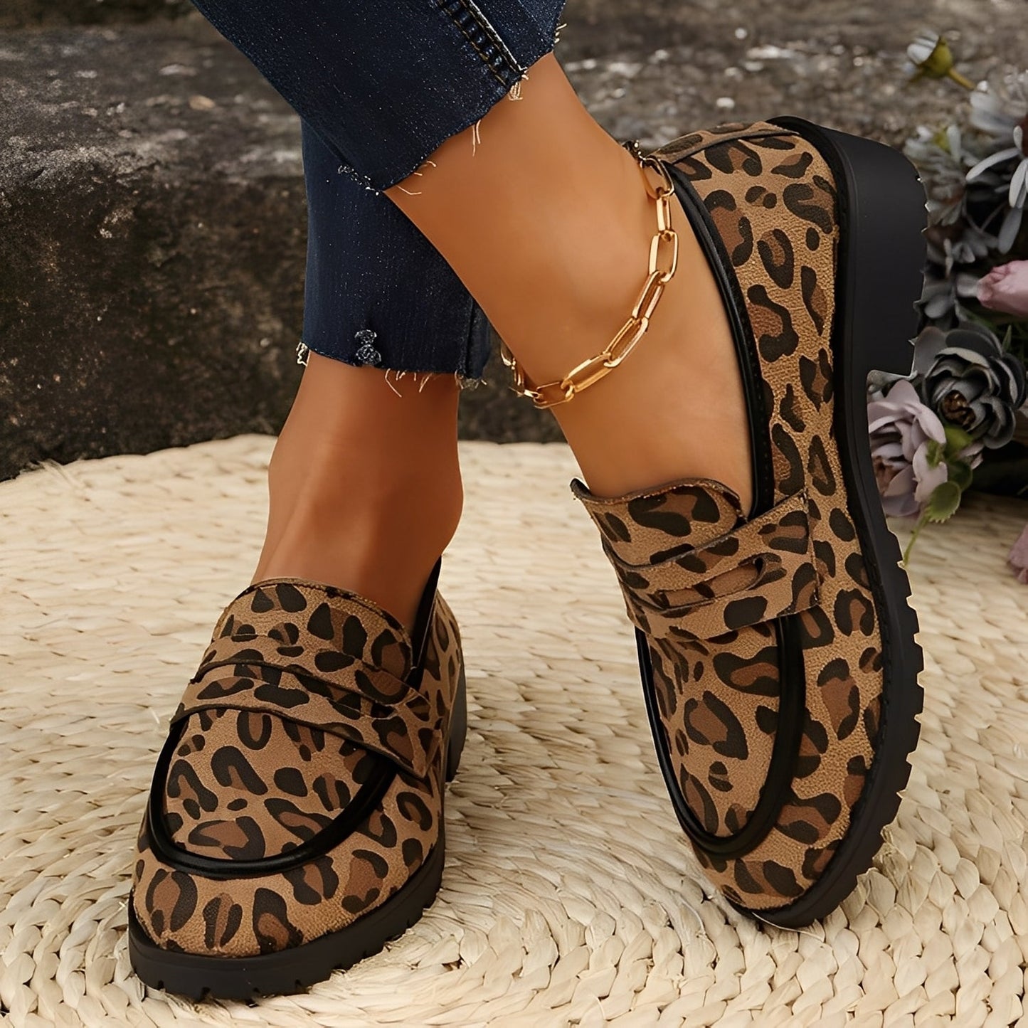 Camélia - Zapatos elegantes con estampado de leopardo para mujeres