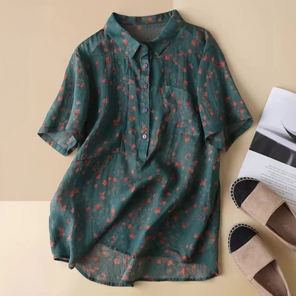 Maribel – Camisa Floral con Medio Botón