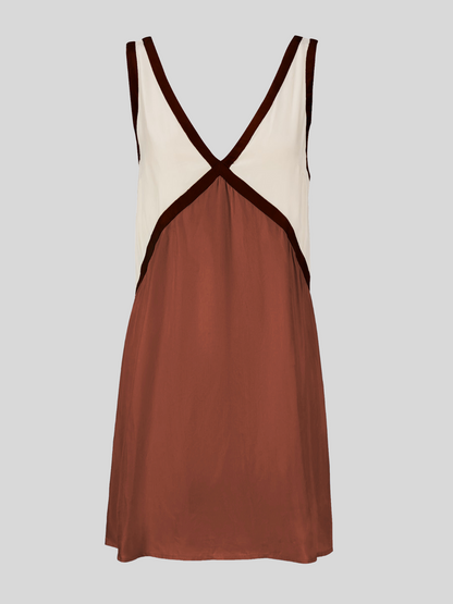 Sorrell - Vestido Mini de Tirantes con Escote en V y Color en Contraste