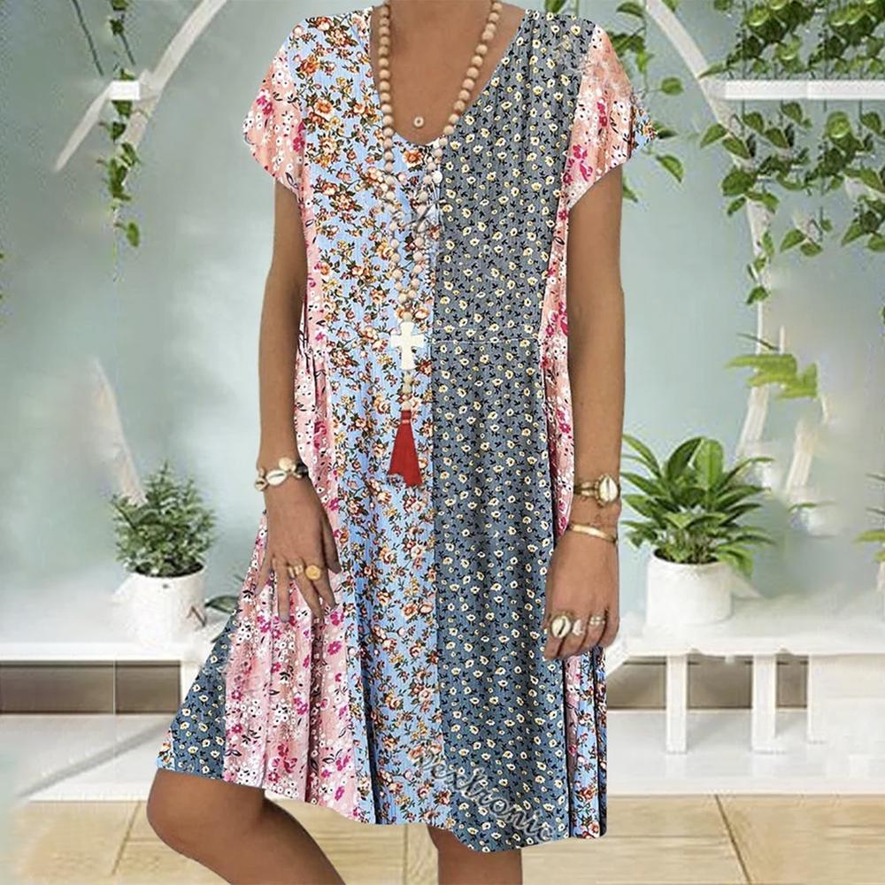 Noa | Vestido de Verano Boho con Estampado Floral y Corte A-Line