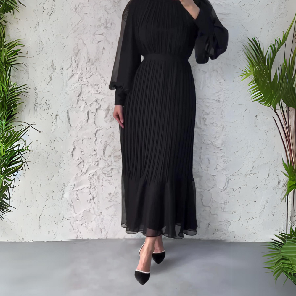 Vestido de Noche Elegante Otoñal con Detalles de Tul