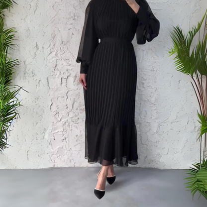 Vestido de Noche Elegante Otoñal con Detalles de Tul