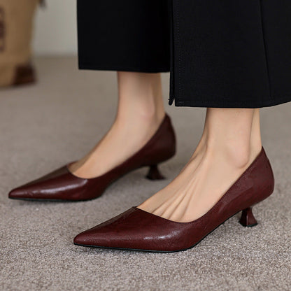 Annie - Elegantes botines de piel con tacón medio para mujer