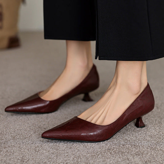 Annie - Elegantes botines de piel con tacón medio para mujer