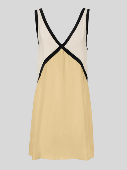 Sorrell - Vestido Mini de Tirantes con Escote en V y Color en Contraste