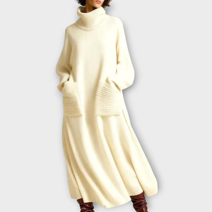 Vestido Maxi de Punto con Cuello Alto