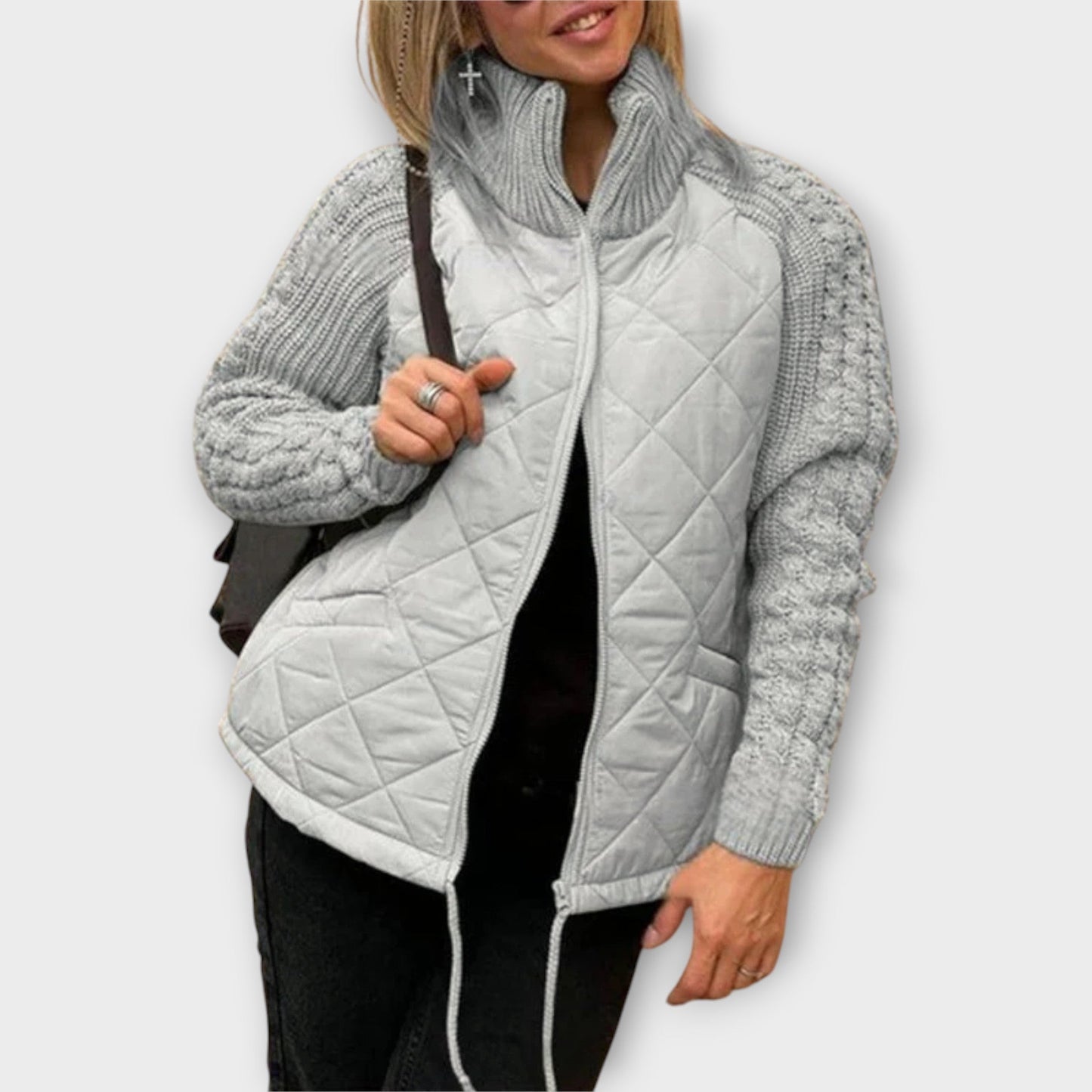 Chaqueta con Detalles de Tricot y Ajuste Moderno