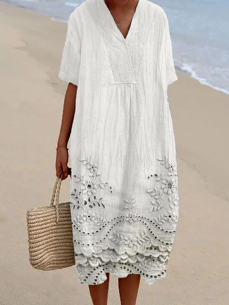 ORIANA – VESTIDO DE HEMBRA DE ENCAJE BORDADO FLORAL