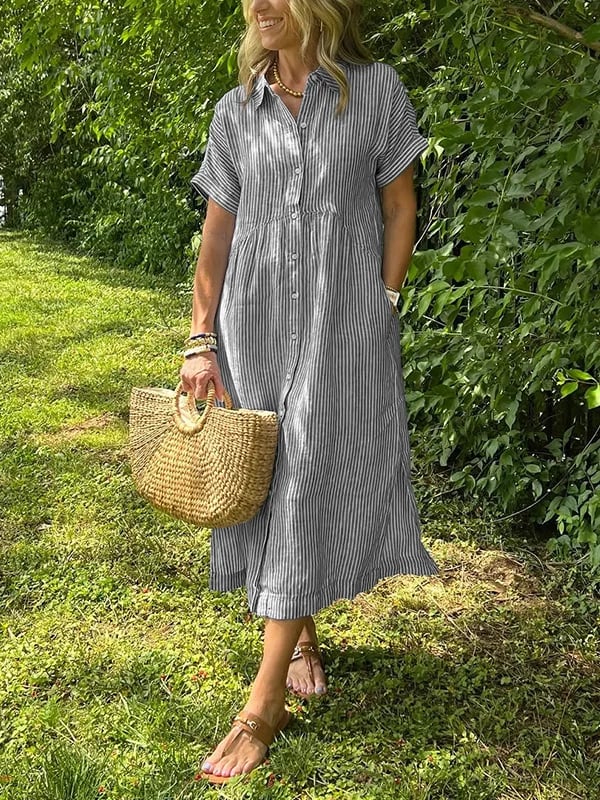 CLAIRE – VESTIDO CAMISERO A RAYAS SIN ESFUERZO