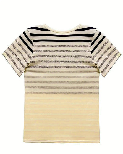 Evelyn – Camiseta de Cuello Redondo de Manga Corta a Rayas
