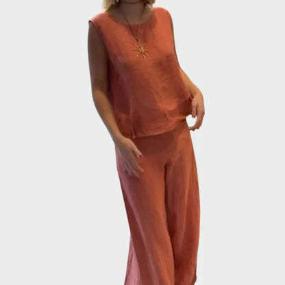 Paloma | Top sin mangas bohemio y pantalones cropped a juego