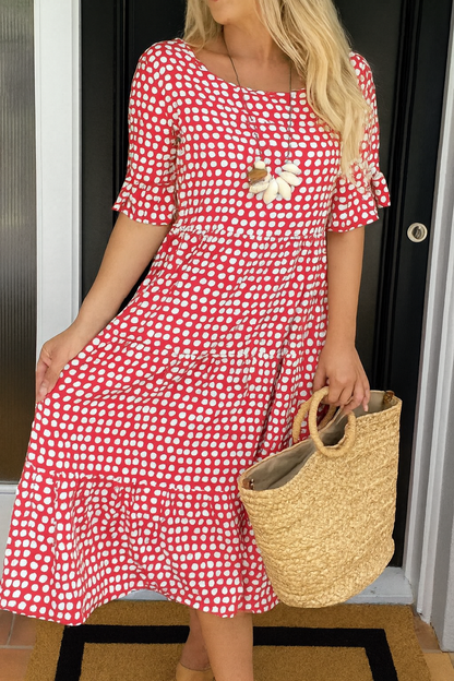 IRIS | VESTIDO MIDI SABLE CON MANGAS CORTAS