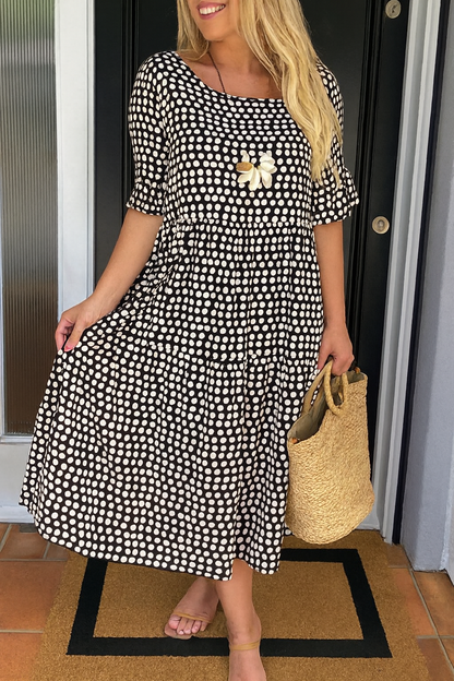 IRIS | VESTIDO MIDI SABLE CON MANGAS CORTAS