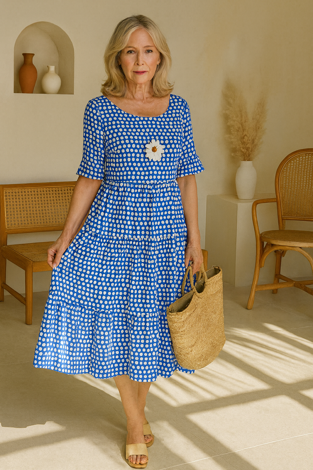 IRIS | VESTIDO MIDI SABLE CON MANGAS CORTAS