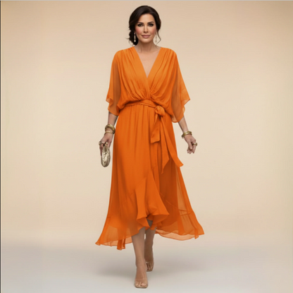 Montse | Vestido de georgette con escote en V
