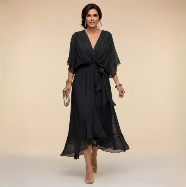 Montse | Vestido de georgette con escote en V