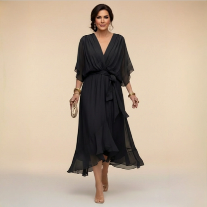 Montse | Vestido de georgette con escote en V