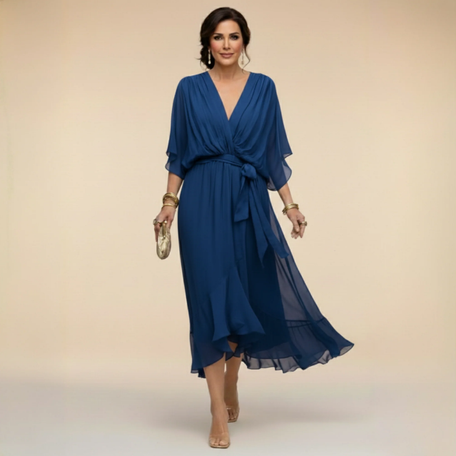 Montse | Vestido de georgette con escote en V