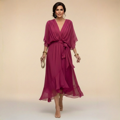 Montse | Vestido de georgette con escote en V