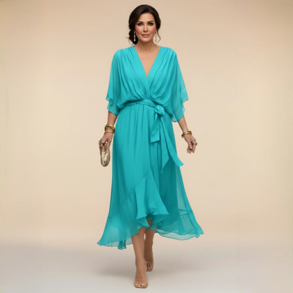 Montse | Vestido de georgette con escote en V