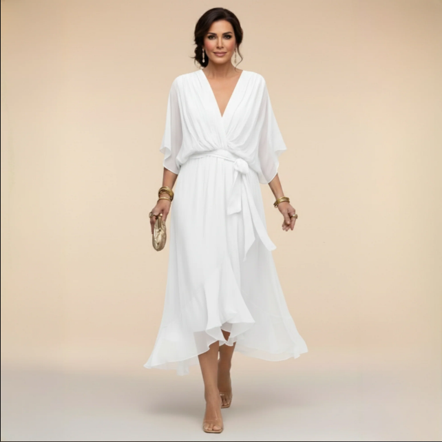 Montse | Vestido de georgette con escote en V