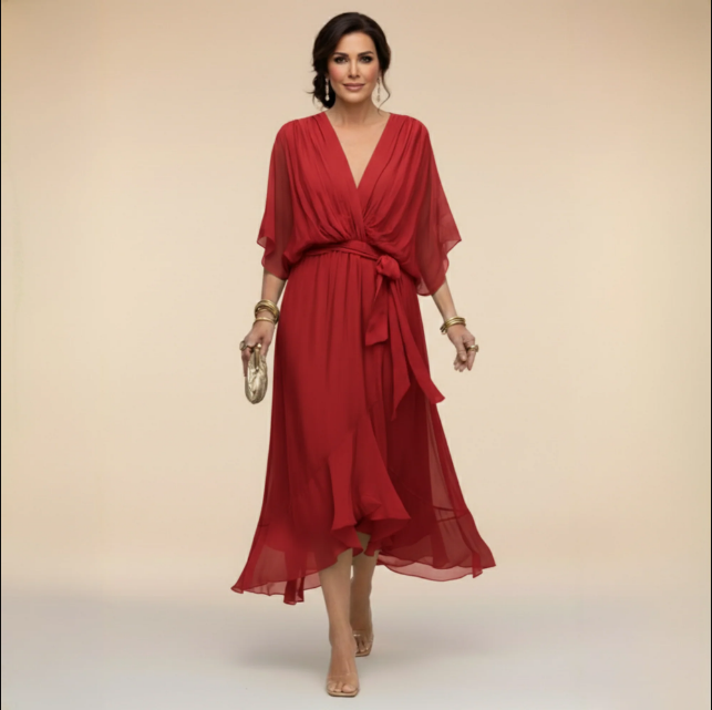 Montse | Vestido de georgette con escote en V