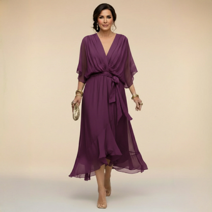 Montse | Vestido de georgette con escote en V