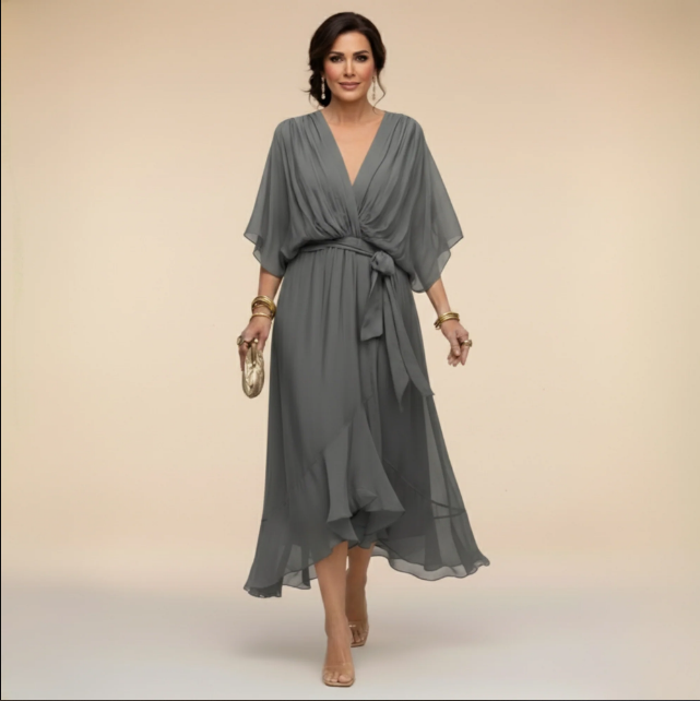 Montse | Vestido de georgette con escote en V