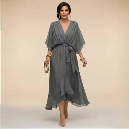 Montse | Vestido de georgette con escote en V