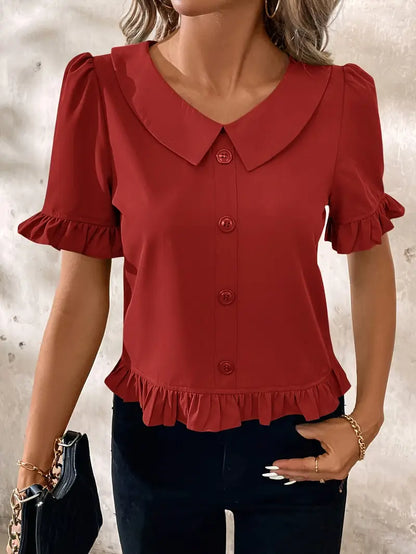 Foteini - Elegante Blusa de Manga Corta