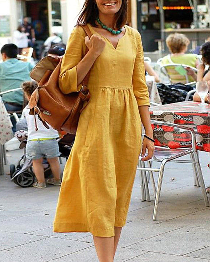 Rosalinde - Vestido elegante de cintura alta y corte fluido