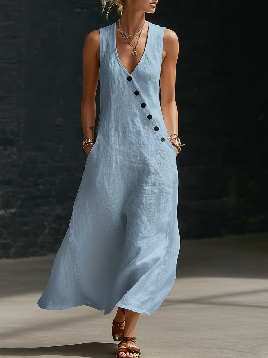 Robe Maxi Donna Bottonata Fluida - Eleganza Minimalista Quotidiana